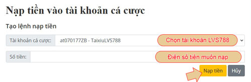 Tạo lệnh nạp tiền LVS788